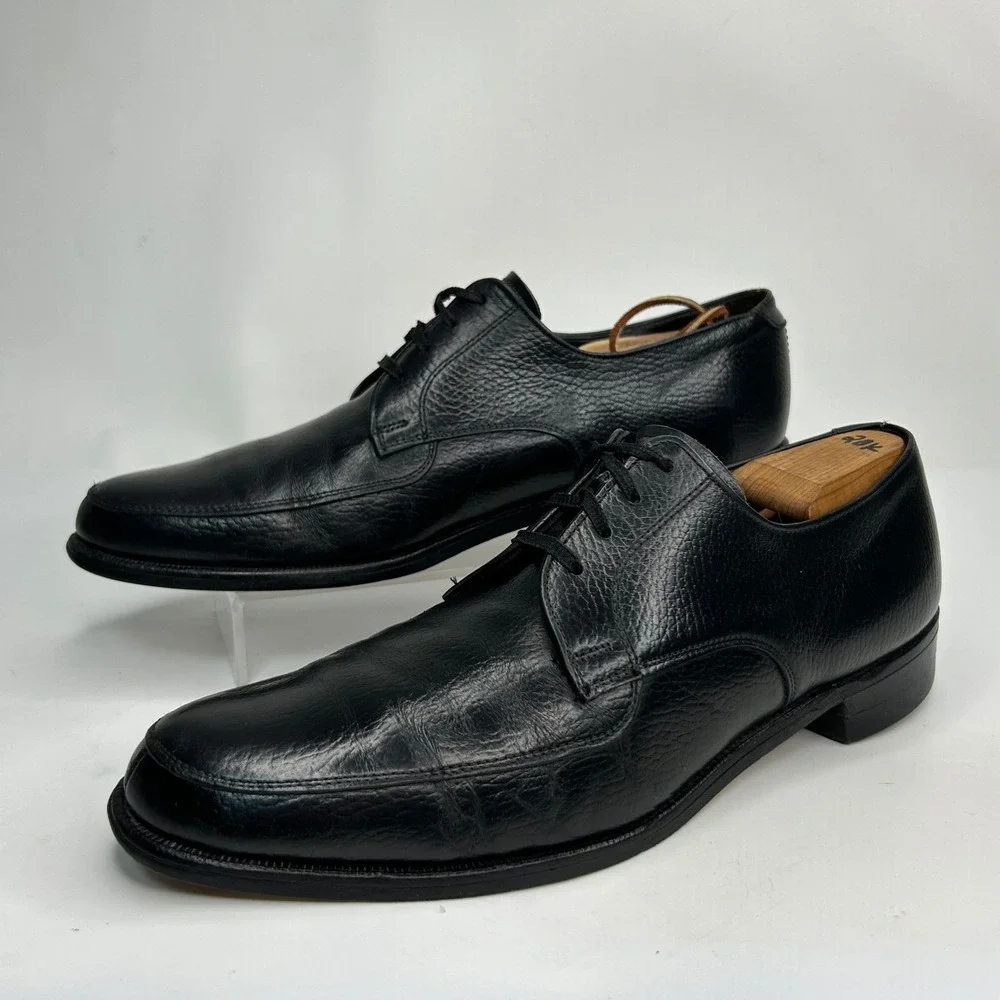 Vintage Nunn Bush Derby Leather Dress Shoes Mens‎ Black Apron Toe Size 9D